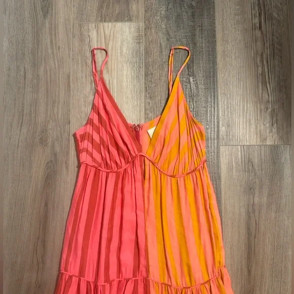 Farm Rio Pink and Orange Striped Maxi Dress - Picture 4 of 5
